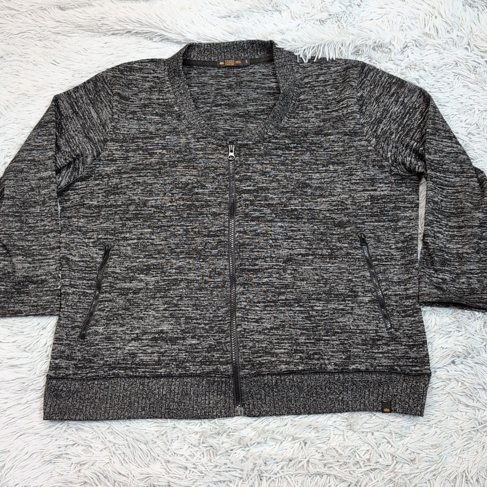 Studio Sweatshirt Womens XL Gray Pockets Zip Up Marled Soft Energy Zone Casual